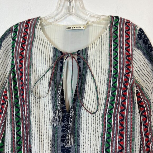 Alice and Olivia Mini Dress Boho Embroidered Tassels 4 - Picture 4 of 11